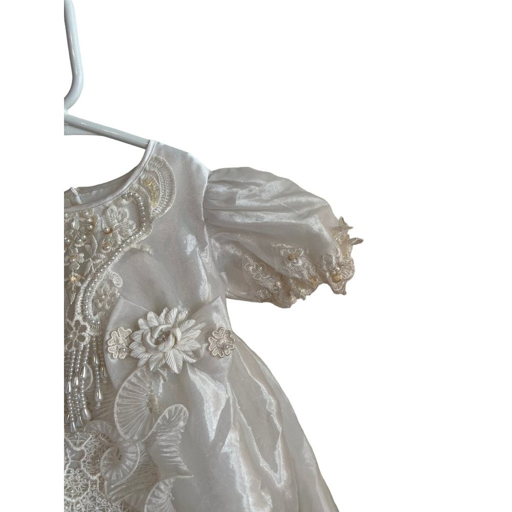 Baptism Christening Baby Girl Dress Newborn Size 0 Vintage Victorian White Bapti - Picture 4 of 12